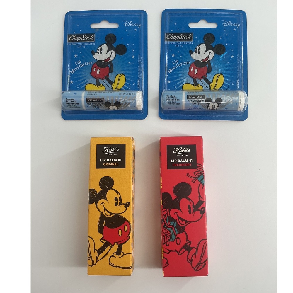 Disney Mickey Mouse Lip Care Set Kiehl's Lip Balm #1 & ChapStick SPF 15 4pc Lot